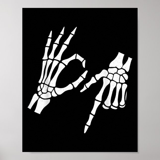 Funny 67 Six Seven Meme Halloween Skeleton Hands  Poster (Front)