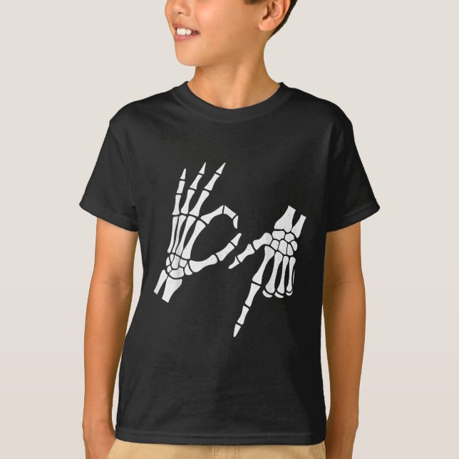 Funny 67 Six Seven Meme Halloween Skeleton Hands  T-Shirt (Front)