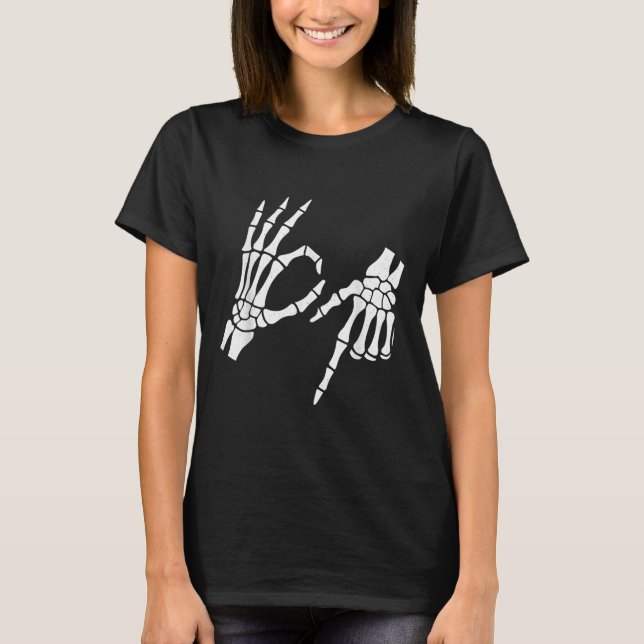 Funny 67 Six Seven Meme Halloween Skeleton Hands  T-Shirt (Front)