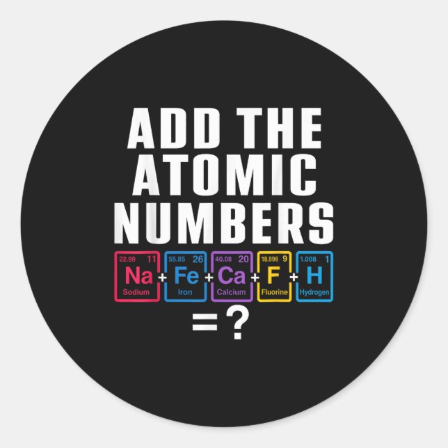 Funny 67 Six Seven Meme Matching Elements Periodic Classic Round Sticker (Front)