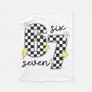 Funny 67 Six Seven Meme Slang 6-7 Checkered Number Fleece Blanket