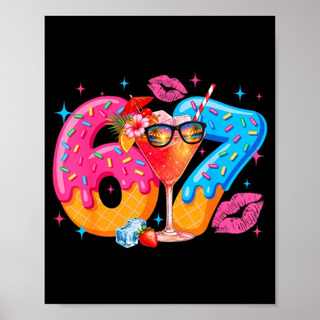 Funny 67 six seven meme summer vacation ice cream poster (Front)