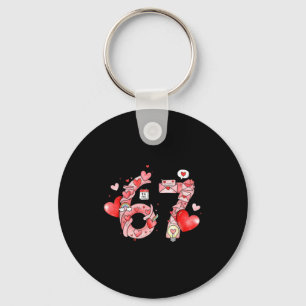 Funny 67 Six Seven Meme Valentines Day Gen Alpha S Key Ring