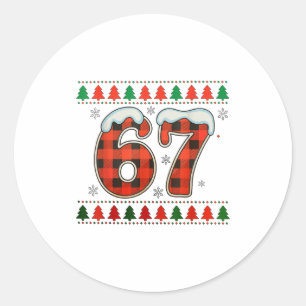Funny 67 Six Seven Squad Meme Christmas Ugly Sweat Classic Round Sticker