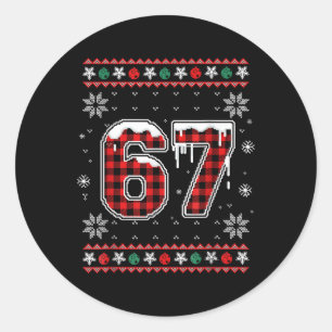Funny 67 Six Seven Squad Meme Christmas Ugly Sweat Classic Round Sticker