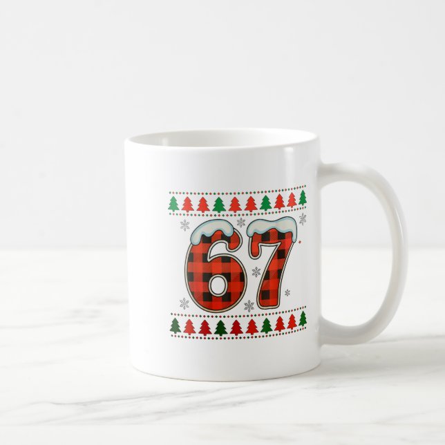 Funny 67 Six Seven Squad Meme Christmas Ugly Sweat Coffee Mug (Right)