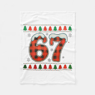 Funny 67 Six Seven Squad Meme Christmas Ugly Sweat Fleece Blanket