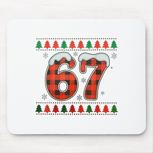 Funny 67 Six Seven Squad Meme Christmas Ugly Sweat Mouse Mat (Front)