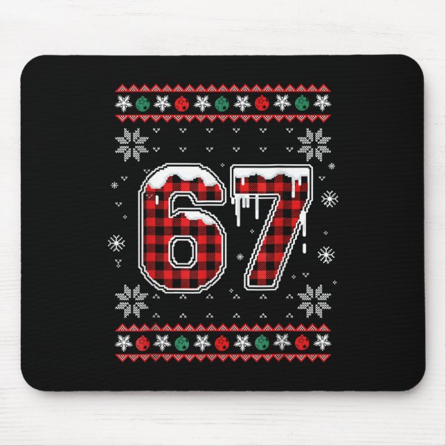 Funny 67 Six Seven Squad Meme Christmas Ugly Sweat Mouse Mat (Front)