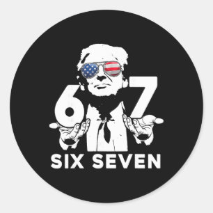 Funny 67 Six Seven Trump Meme Classic Round Sticker