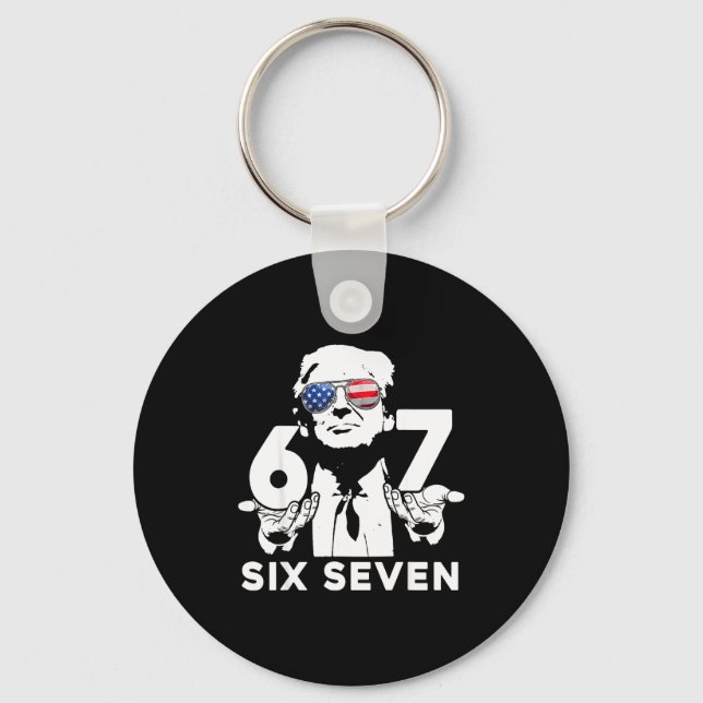 Funny 67 Six Seven Trump Meme  Key Ring (Front)