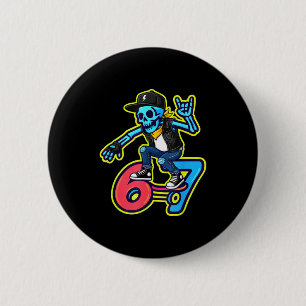 Funny 67 Skeleton Skater Meme Retro Skateboarding 6 Cm Round Badge