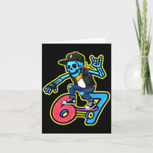 Funny 67 Skeleton Skater Meme Retro Skateboarding  Card