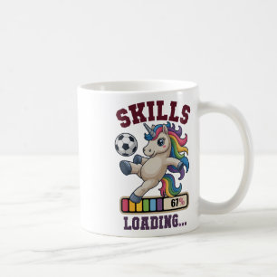 Funny 67 Skills Loading Soccer Unicorn Gym Girls M Coffee Mug