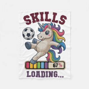 Funny 67 Skills Loading Soccer Unicorn Gym Girls M Fleece Blanket