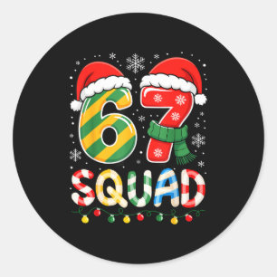 Funny 67 Squad Candy Cane Santa Hat Christmas Men  Classic Round Sticker
