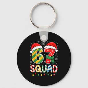 Funny 67 Squad Candy Cane Santa Hat Christmas Men Key Ring
