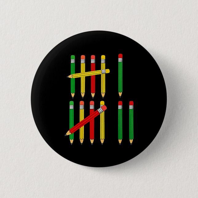 Funny 67 Tally Marks Math For Teachers Students Si 6 Cm Round Badge (Front)