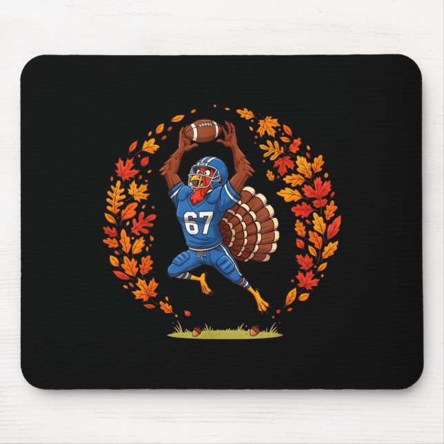 Funny 67 Thanksgiving Football Turkey Fall Srts Ga Mouse Mat (Front)
