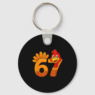 Funny 67 Thanksgiving Turkey Face 67 Number Key Ring