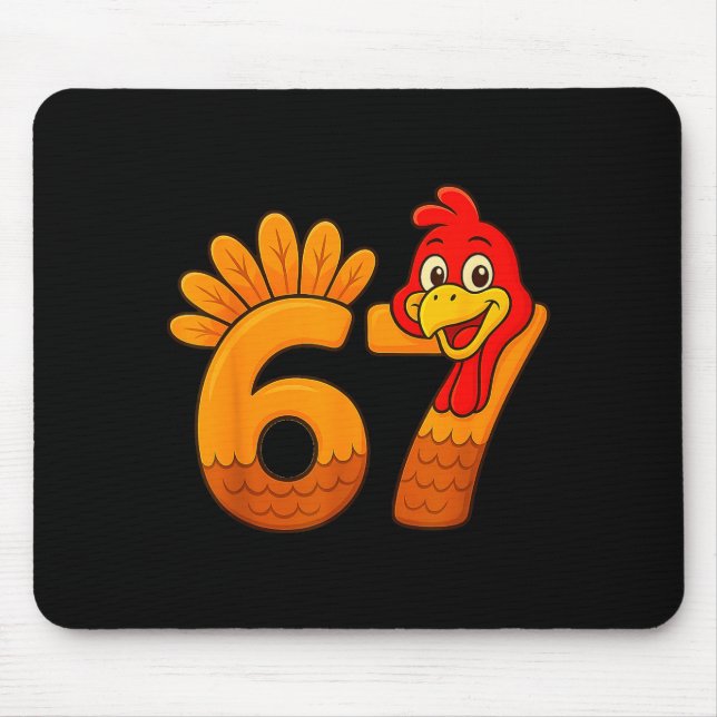 Funny 67 Thanksgiving Turkey Face 67 Number  Mouse Mat (Front)