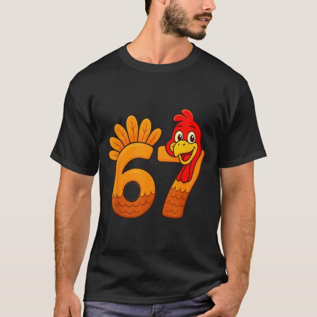 Funny 67 Thanksgiving Turkey Face 67 Number  T-Shirt (Front)