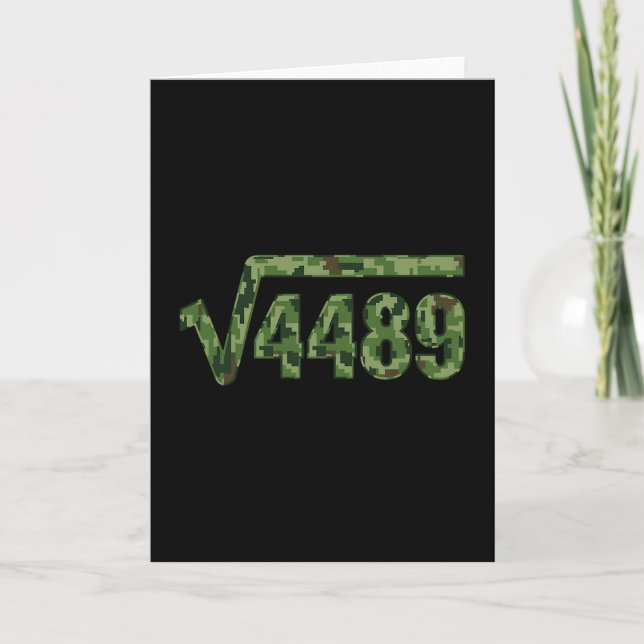 Funny 67 Trendy Square Root 4489 Camo Tee  Card (Front)