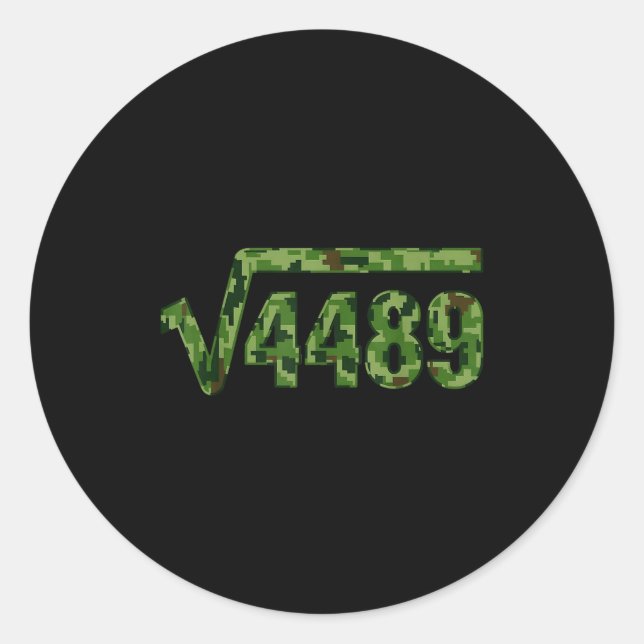 Funny 67 Trendy Square Root 4489 Camo Tee  Classic Round Sticker (Front)