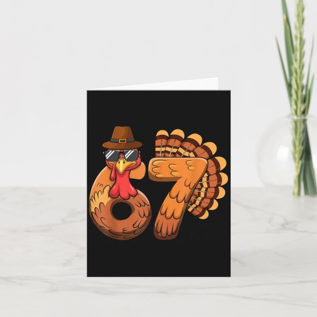 Funny 67 Turkey Thanksgiving Six Seven Shirts Boys Card (Front)