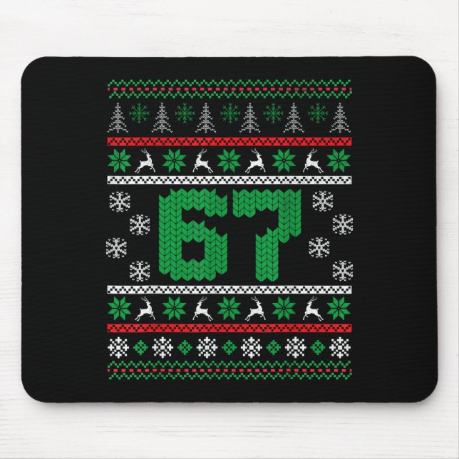 Funny 67 Ugly Christmas Sweater Six Seven Meme Mat Mouse Mat (Front)