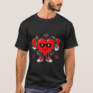 Funny 67 Valentine Day Dabbing Heart Love 67 Meme T-Shirt