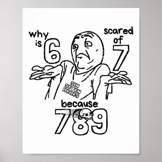 Funny 67 Why Is 6 Scared Of 7 Because 789 Men Wome Poster (Front)