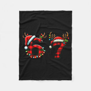 Funny 67 Xmas Six Seven Meme Brainrot Christmas Pa Fleece Blanket