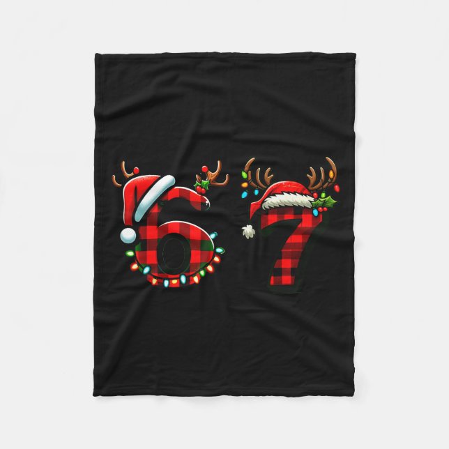 Funny 67 Xmas Six Seven Meme Brainrot Christmas Pa Fleece Blanket (Front)