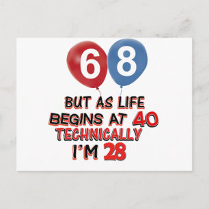 funny 68th birthday designs postcard