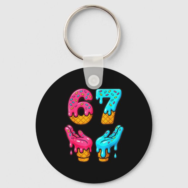 Funny 6 7 67 Six Seven Meme  Key Ring (Front)