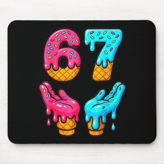 Funny 6 7 67 Six Seven Meme  Mouse Mat (Front)