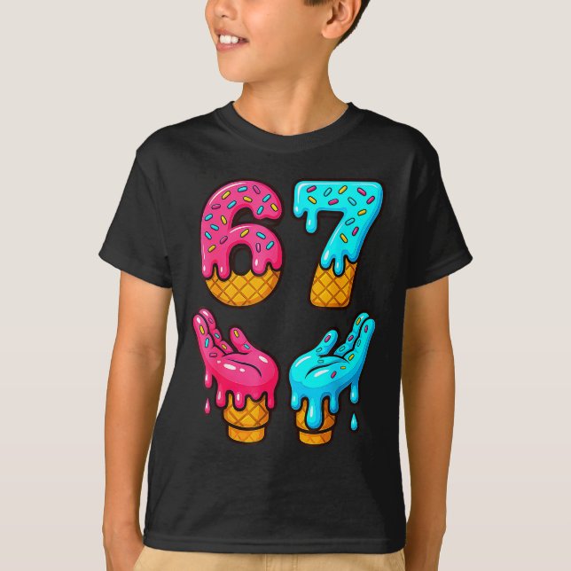 Funny 6 7 67 Six Seven Meme  T-Shirt (Front)