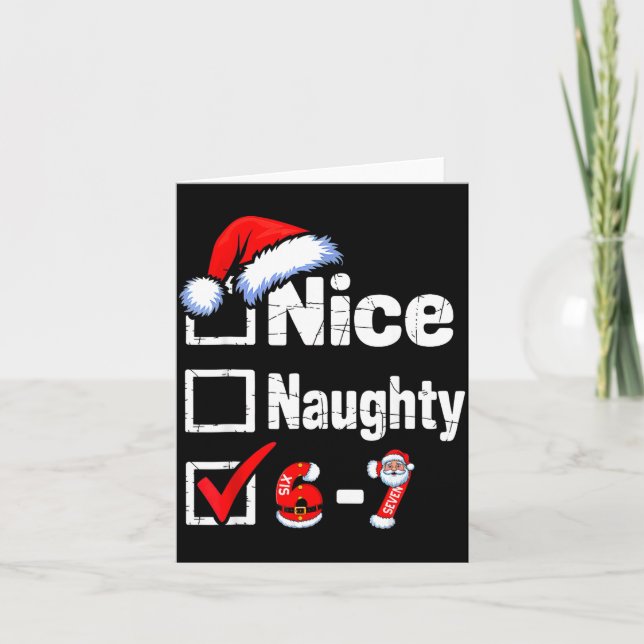 Funny 6 7 Bruh Christmas Checklist Cute Naughty Ni Card (Front)