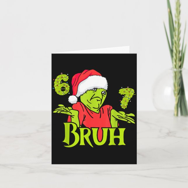 Funny 6 7 Bruh Merry Christmas Santa 67 Meme Men W Card (Front)