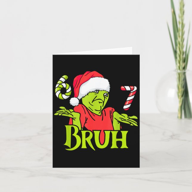 Funny 6 7 Bruh Merry Christmas Santa 67 Meme Men W Card (Front)