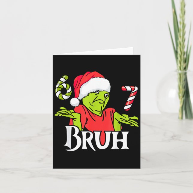 Funny 6 7 Bruh Merry Christmas Santa 67 Meme Men W Card (Front)