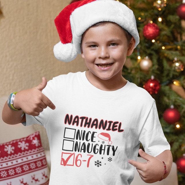 Funny 6-7 Christmas Checklist Custom Name T-shirt (Creator Uploaded)