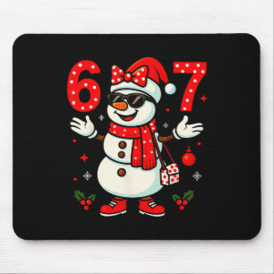 Funny 6 7 Christmas Women Bow Snowman Six Seven Te Mouse Mat