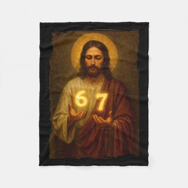 Funny 6 7 Jesus. Absurd Six Seven Meme, Weird Teen Fleece Blanket (Front)