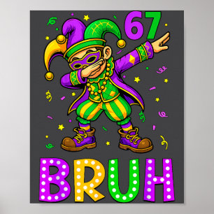 Funny 6 7 Mardi Gras Six Seven Dabbing Boy 67 Mard Poster