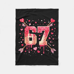 Funny 6 7 Melting Number Arrow Baseball Drip Valen Fleece Blanket