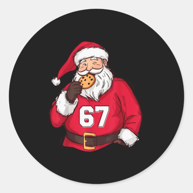 Funny 6 7 Meme Brainrot Santa Claus For Boys Kids  Classic Round Sticker (Front)