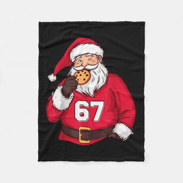 Funny 6 7 Meme Brainrot Santa Claus For Boys Kids  Fleece Blanket (Front)