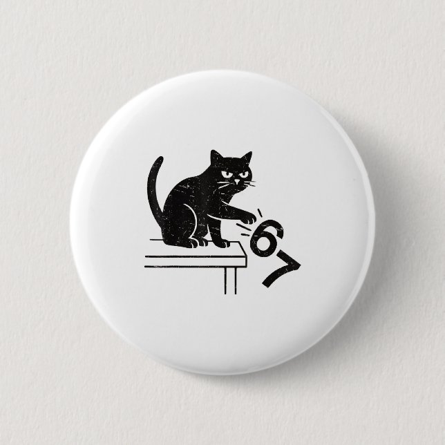 Funny 6 7 Meme Cat Knocking Off 67  Cm Round Badge (Front)